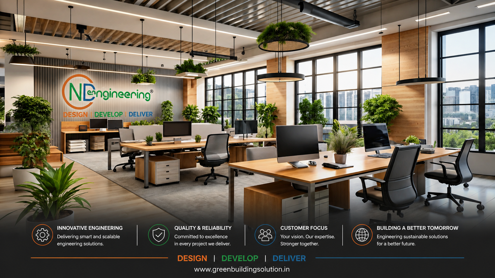 Open office workspace interior design for corporate teams